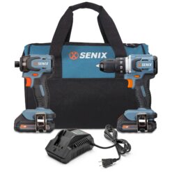 SENIX X2 20V Max Cordless Power Tool Kit with Drill Driver and Impact Driver - Complete Set with Batteries and Charger