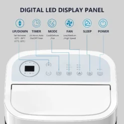 KISSAIR 12,000 BTU Portable Air Conditioner – Quiet 3-in-1 AC, Fan & Dehumidifier with Sleep Mode, 24H Timer & Remote Control for Home