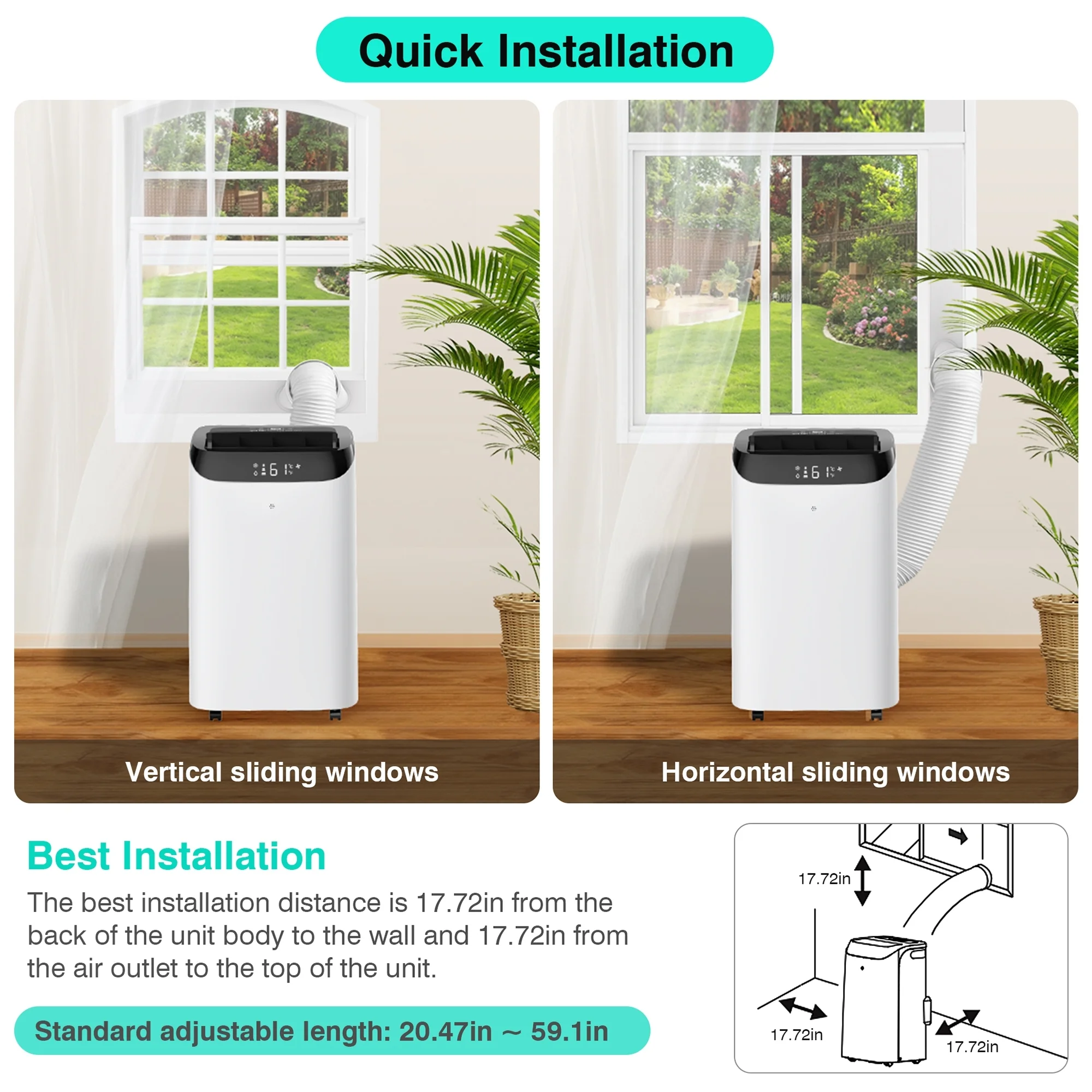 Agtana 14000 BTU Portable Air Conditioner, Fan, Dehumidifier, Remote, Cools up to 700 Sq. ft