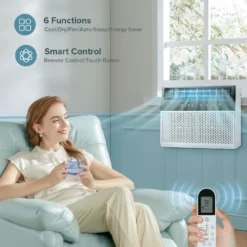 KISSAIR Window Air Conditioner, 10 000 BTU Ashrae Cools 450 Sq.ft., Window AC Unit 6 Modes 24H Timer