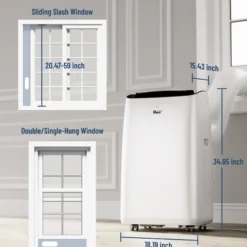 DuraComfort Portable Air Conditioners for Room, 8150BTU(12000 BTU Ashrae) Smart WiFi, Built-in Cool, Dehumidifier, Fan