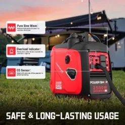 PowerSmart 2500W Portable Inverter Gas Generator, CO Detect Super Quiet Low Oil Shutdown,for Camping