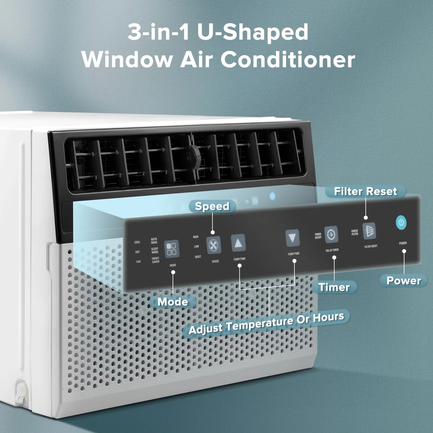 KISSAIR Window Air Conditioner, 10 000 BTU Ashrae Cools 450 Sq.ft., Window AC Unit 6 Modes 24H Timer