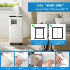 Fenbeli 8000 BTU ASHRAE Portable Air Conditioner with Remote Control, White