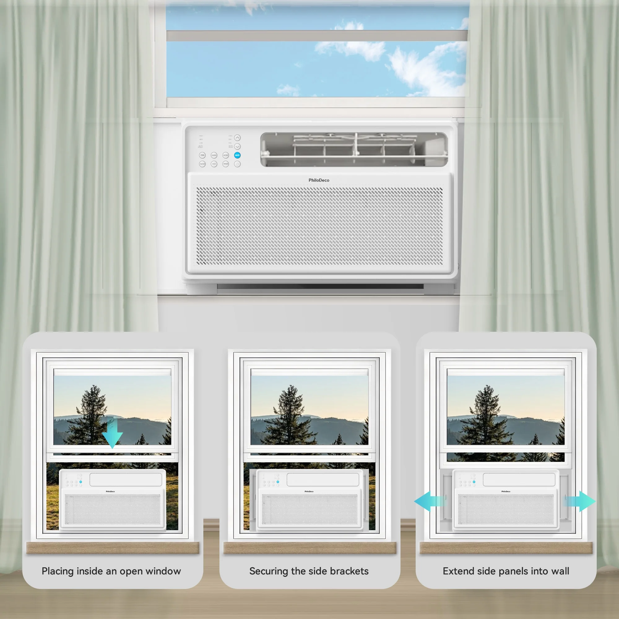 PhiloDeco Energy Star Window Air Conditioner, 10000 BTU Window Air Conditioner with Wifi 440 sq ft. Inverter Ac, Remote Control