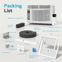 PhiloDeco 6000 BTU Window Air Conditioner Cool to 250 sq ft Intelligent, LED, Remote Control