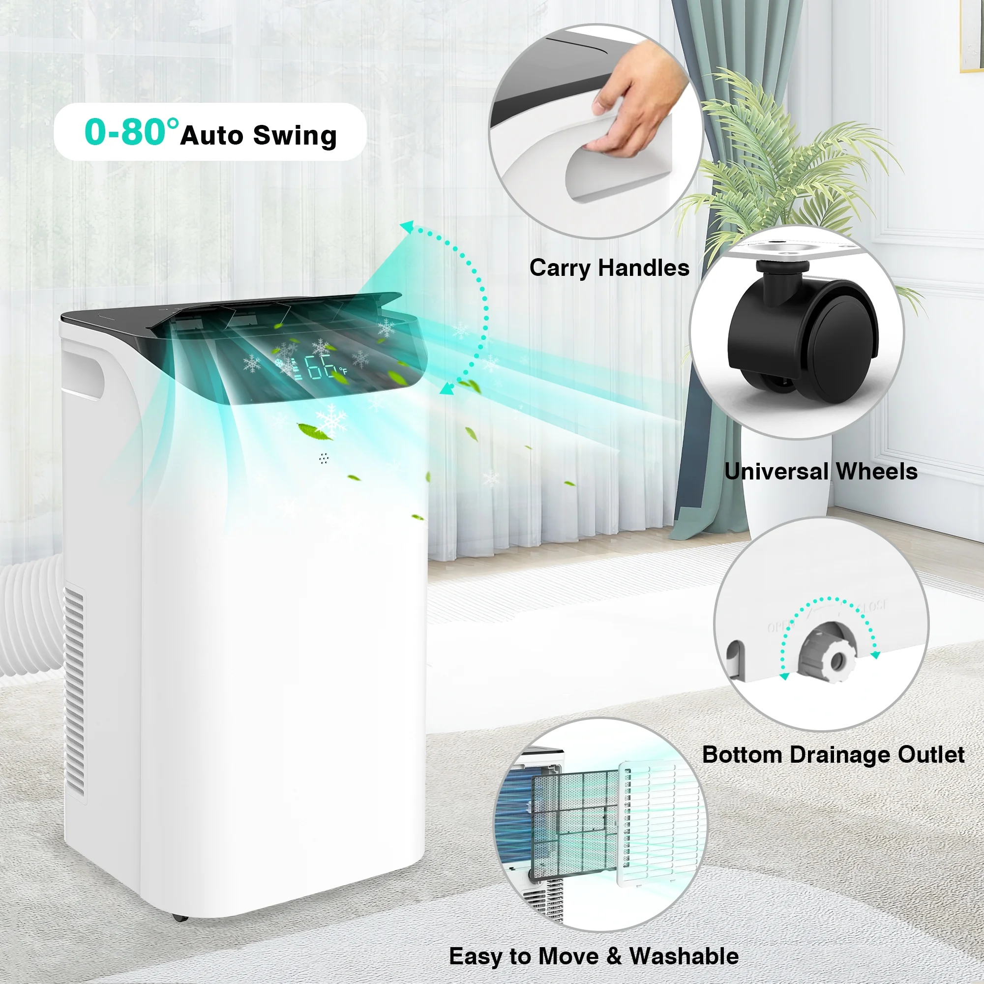 Agtana 14000 BTU Portable Air Conditioner, Fan, Dehumidifier, Remote, Cools up to 700 Sq. ft