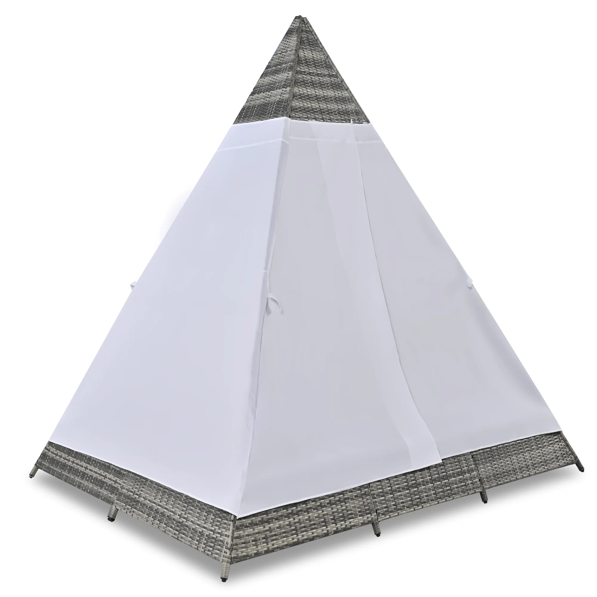 Harper & Bright Designs Outdoor Sunbed with Canopy, Tent Shape Wicker Patio Daybed, Gray and Blue