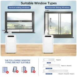 Fosawd 14000 BTU Portable Air Conditioner Cools up to 700 Sq. ft, 3-in-1 AC, Dehumidifier, Fan