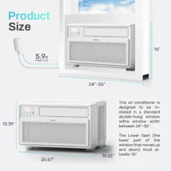 PhiloDeco Energy Star Window Air Conditioner, 10000 BTU Window Air Conditioner with Wifi 440 sq ft. Inverter Ac, Remote Control