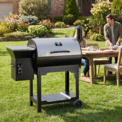 Alternative view of Z GRILLS Classic ZPG-7002B3E with 697 sq.in. , 8-in-1 BBQ Pellet Grill & Smoker Auto Temperature Control with Cover for Outdoor Cooking, Sliver