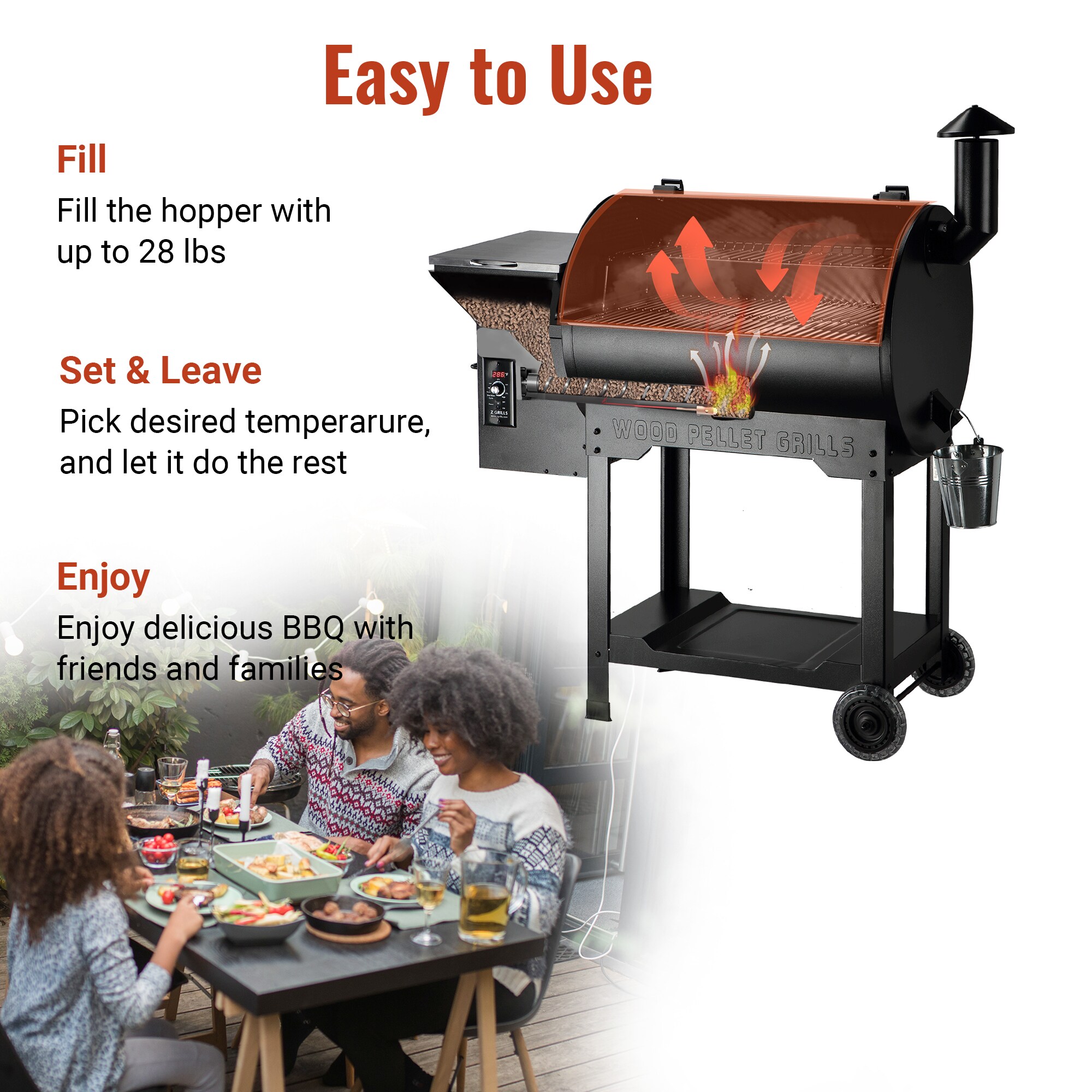 Z GRILLS Classic ZPG-7002B3E with 697 sq.in. , 8-in-1 BBQ Pellet Grill & Smoker Auto Temperature Control with Cover for Outdoor Cooking, Sliver - Image 11