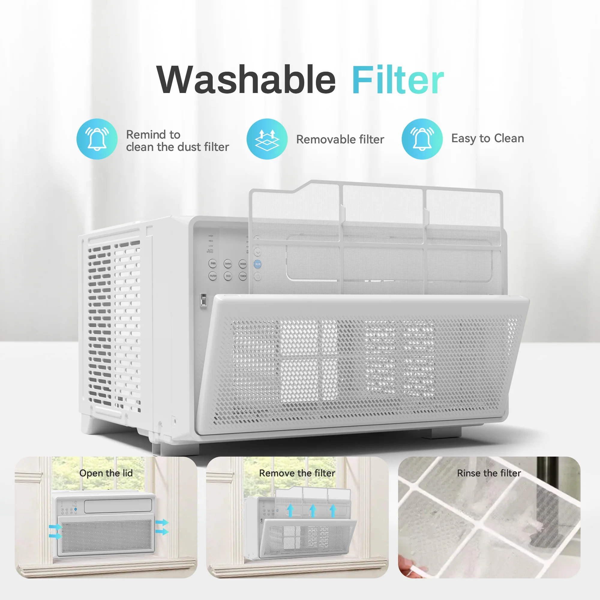PhiloDeco Energy Star Window Air Conditioner,12000 BTU 520 sq ft. Air Conditioner Window unit with Wifi Inverter Ac, Remote Control