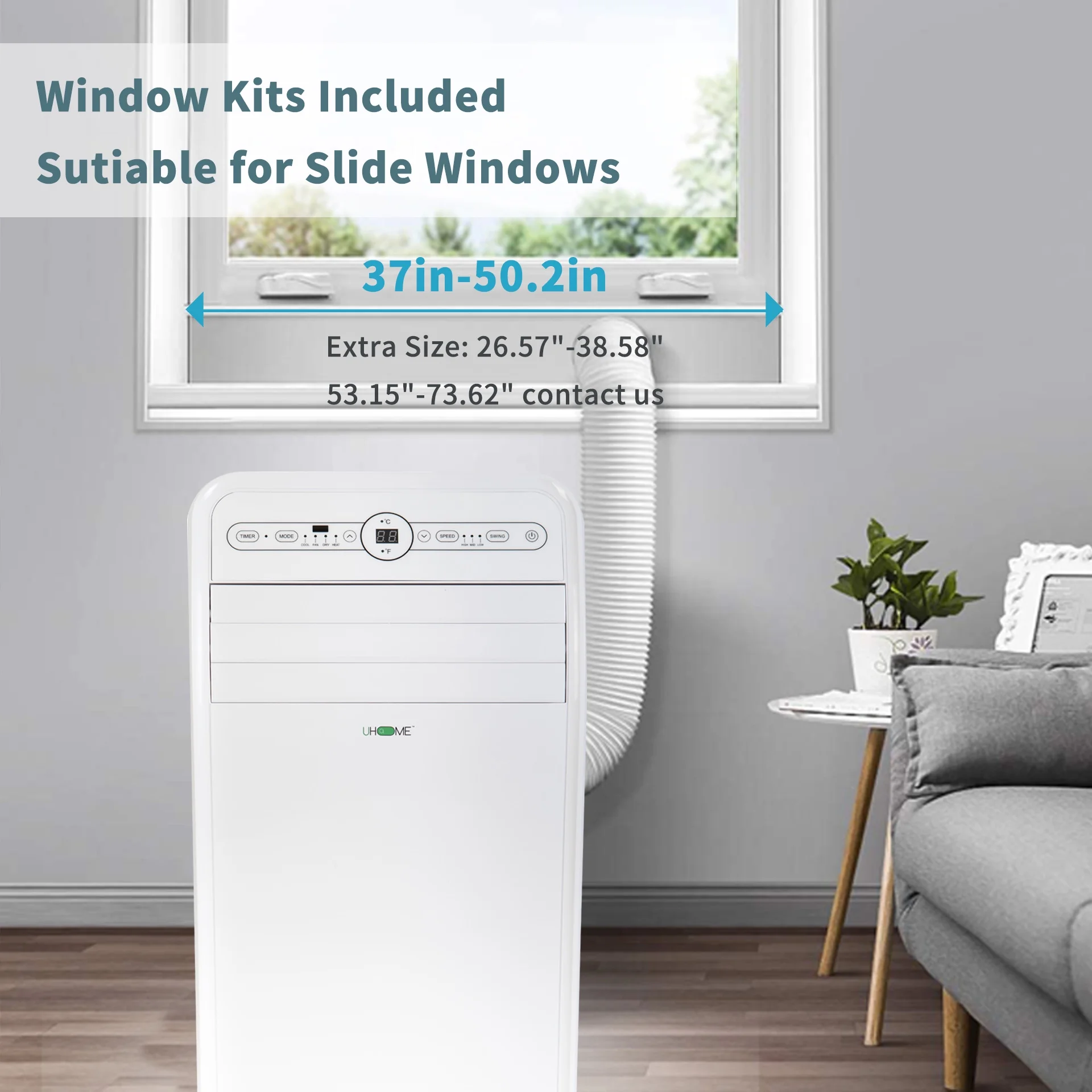 Uhome 12,000 BTU ASHRAE(7800BTU SACC) 400 Sq Ft Portable Air Conditioner/Heater, White
