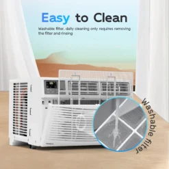 PhiloDeco 8000 BTU Window Air Conditioner 350 Sq. ft. Intelligent, LED Display Screen, with Remote Control