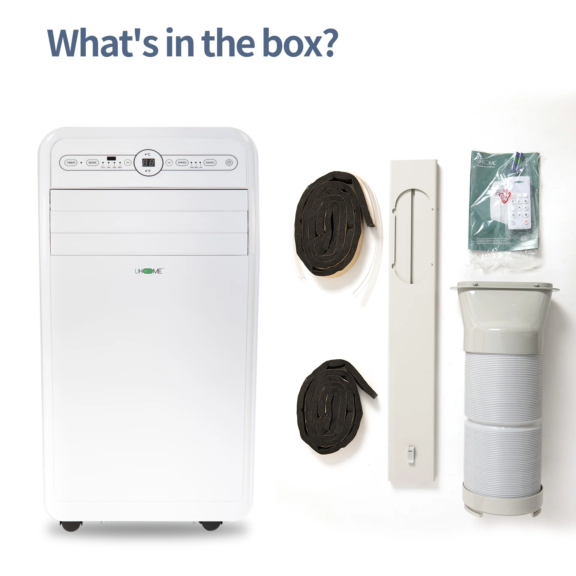 Uhome 12,000 BTU ASHRAE(7800BTU SACC) 400 Sq Ft Portable Air Conditioner/Heater, White