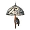 Bieye L10882 Ravens Sitting on Bare Tree Branch Against Full Moon Tiffany Style Stained Glass Floor Lamp, 4-Light, 65 inches Tall (Dark Blue)