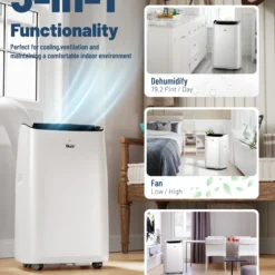 DuraComfort Portable Air Conditioners for Room, 8150BTU(12000 BTU Ashrae) Smart WiFi, Built-in Cool, Dehumidifier, Fan