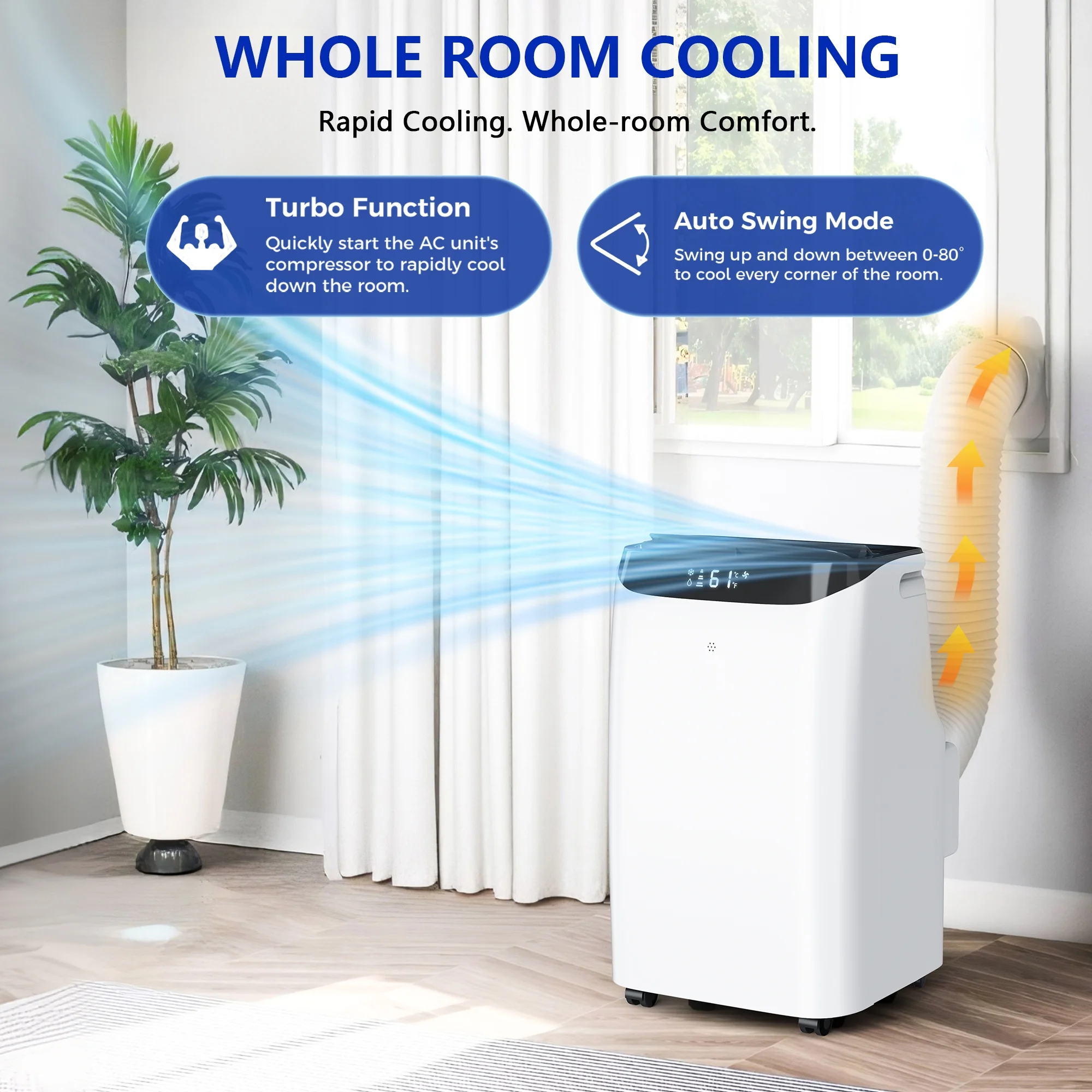 Fosawd 12000 BTU Portable Air Conditioner Cools up to 500 Sq. ft, 3-in-1 AC, Dehumidifier, Fan