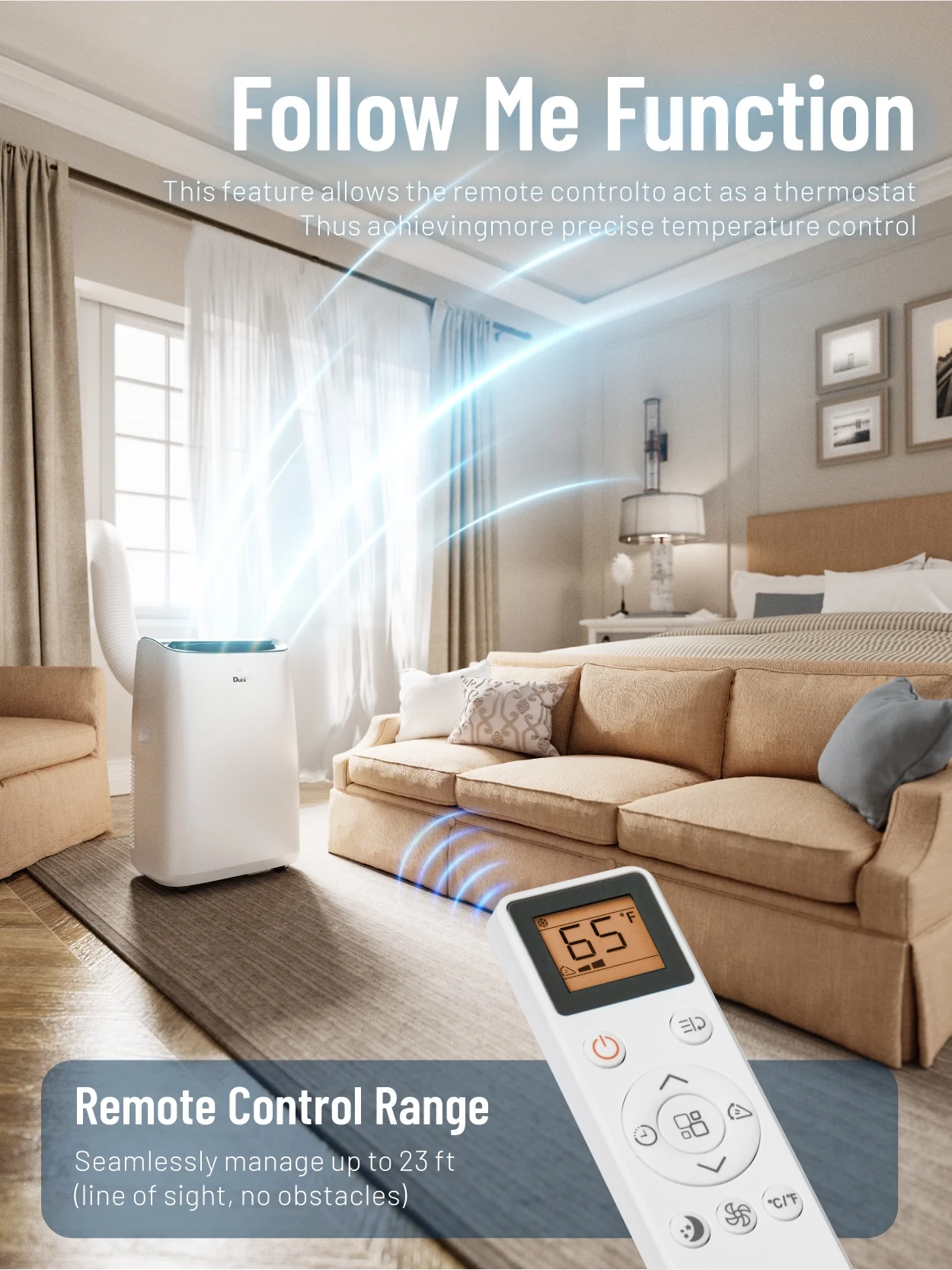 DuraComfort Portable Air Conditioners 14000 BTU, Dehumidifier, Cooling, Fan, Remote Control, 450 Sq. ft