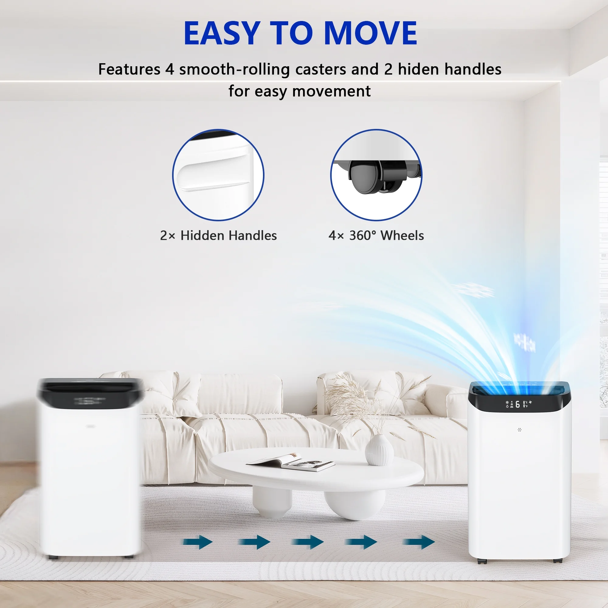 Fosawd 12000 BTU Portable Air Conditioner Cools up to 500 Sq. ft, 3-in-1 AC, Dehumidifier, Fan