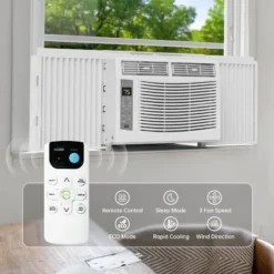 PhiloDeco 6000 BTU Window Air Conditioner Cool to 250 sq ft Intelligent, LED, Remote Control