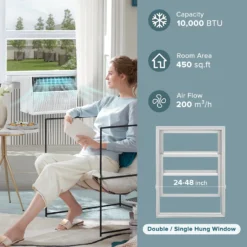 KISSAIR Window Air Conditioner, 10 000 BTU Ashrae Cools 450 Sq.ft., Window AC Unit 6 Modes 24H Timer