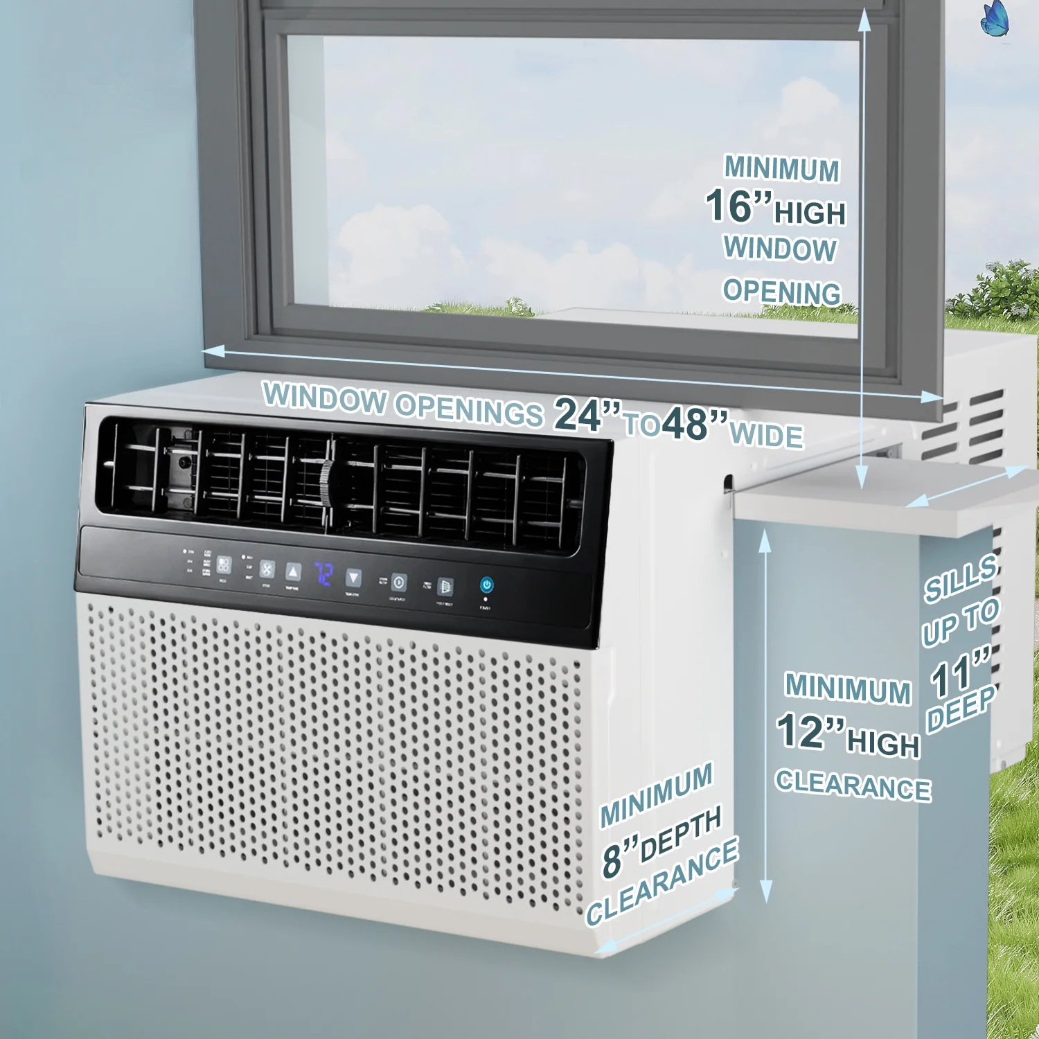 KISSAIR Window Air Conditioner, 10 000 BTU Ashrae Cools 450 Sq.ft., Window AC Unit 6 Modes 24H Timer