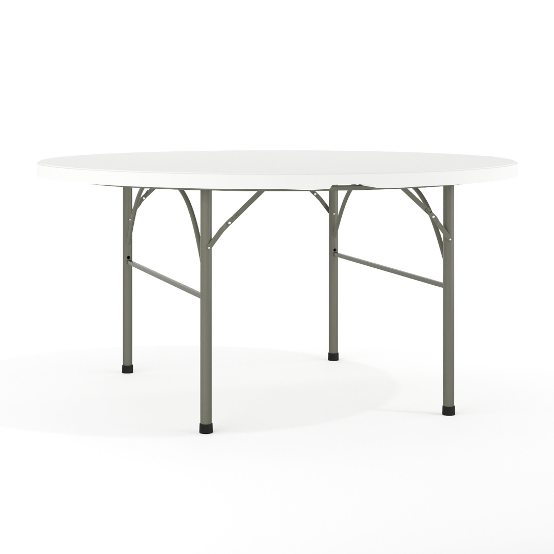Flash Furniture 5.04-ft x 5.04-ft Fold-in-Half Indoor Round Plastic White Folding banquet table 6 -Person