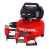 CRAFTSMAN 3 Nailers and 25' Hose Kit 6-Gallon Portable Electric 150 PSI Pancake Air Compressor with Accessories Included