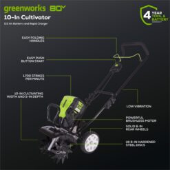Greenworks 80-volt Lithium ion (Li-ion) Forward-rotating Cordless Electric Cultivator ( Battery and Charger Included )