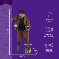 Haunted Living 6-ft Gary the Grave Digger Motion Activated Lighted Animatronic