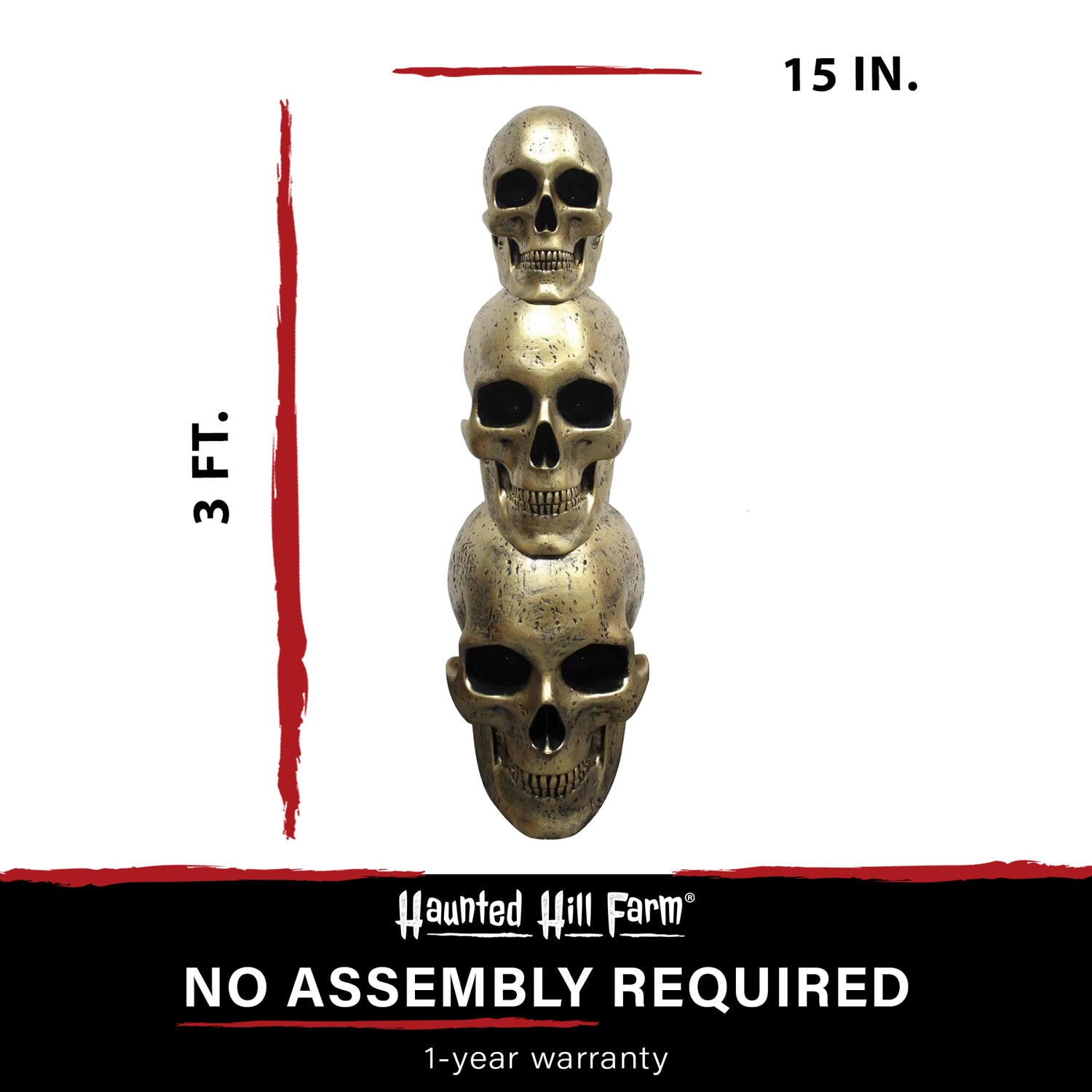 Haunted Hill Farm 3-ft Freestanding Lighted Skull Porch decoration