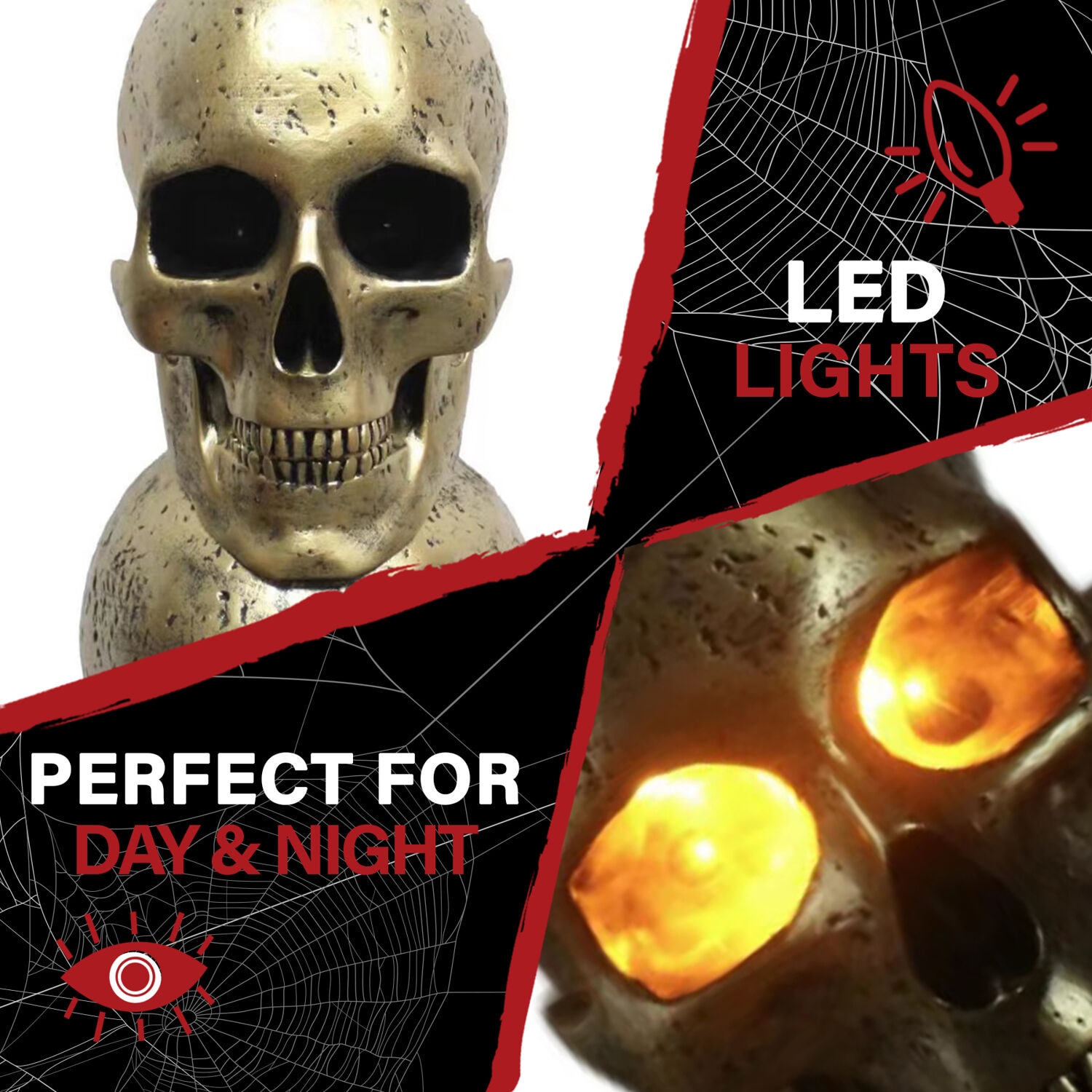 Haunted Hill Farm 3-ft Freestanding Lighted Skull Porch decoration