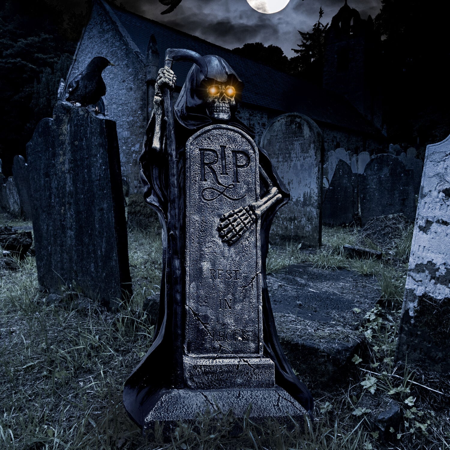Haunted Hill Farm 3.25-ft Freestanding Lighted Reaper Porch decoration