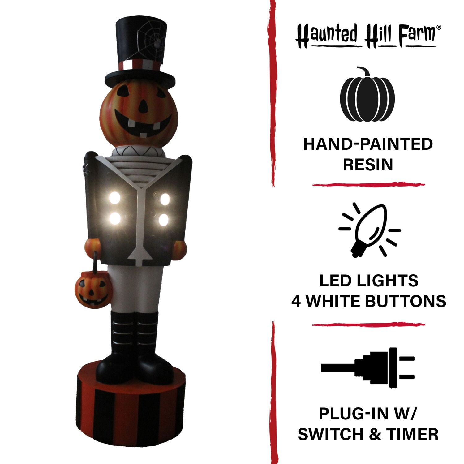 Haunted Hill Farm 4-ft Freestanding Lighted Jack-o-lantern Porch decoration