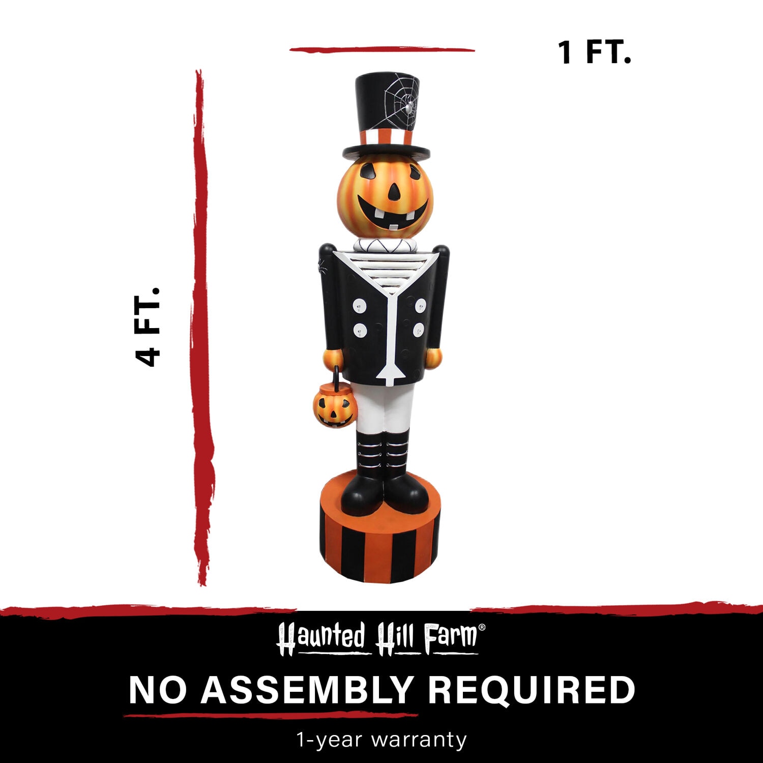 Haunted Hill Farm 4-ft Freestanding Lighted Jack-o-lantern Porch decoration