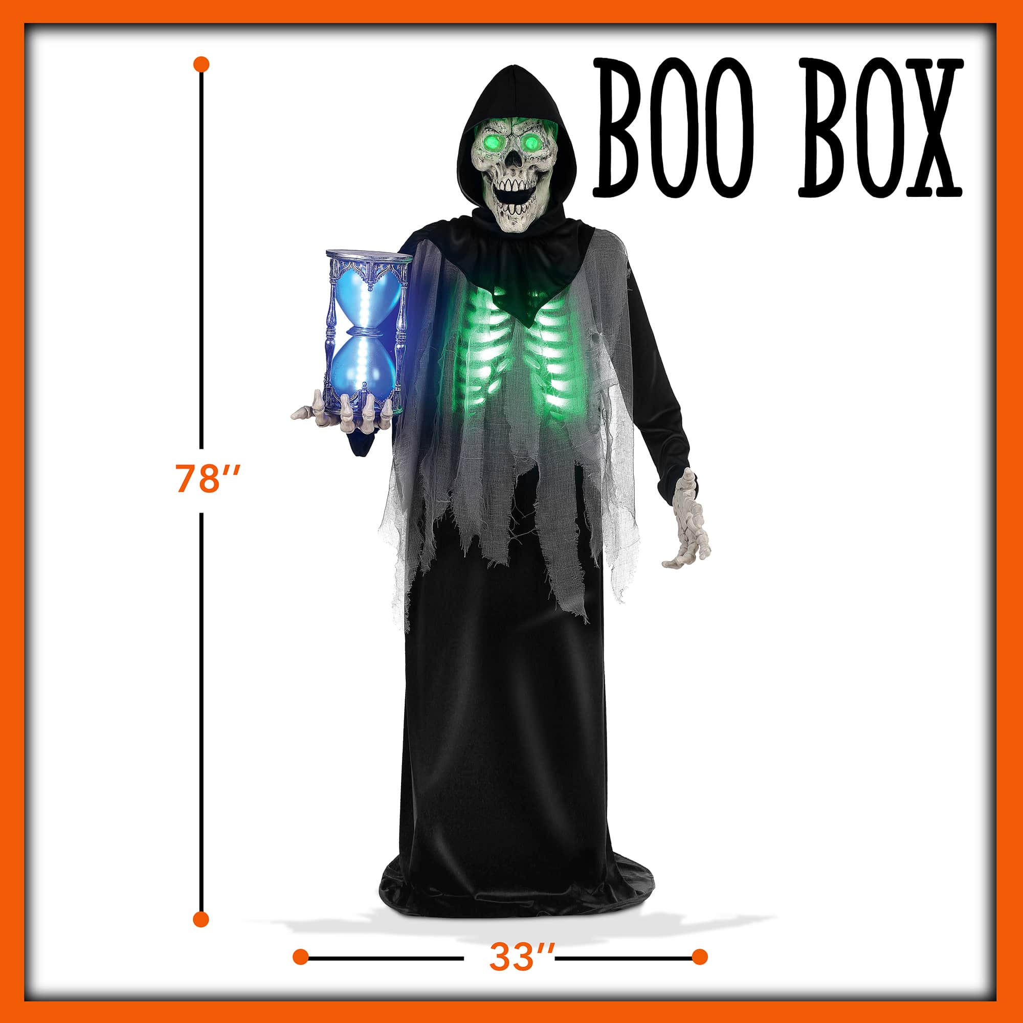 BOO BOX Halloween Animatronic Grim Reaper Outdoor Decor - Sound and Motion