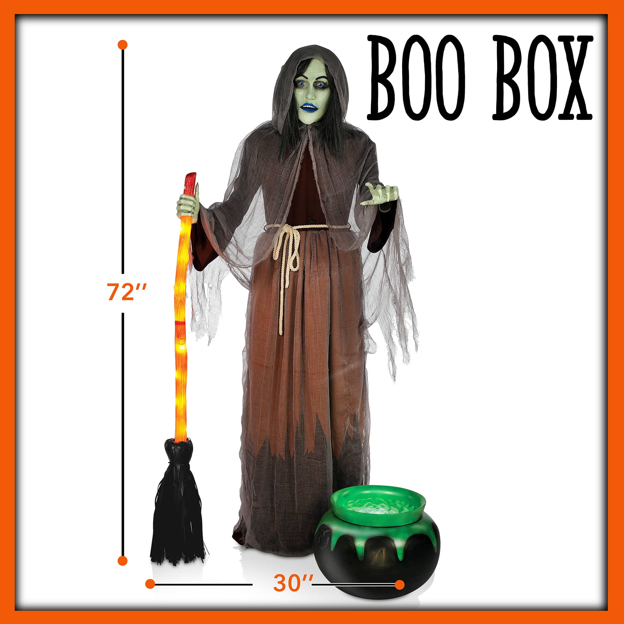 BOO BOX Halloween Animatronic Scary Witch Outdoor Decor - Sound and Motion