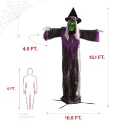 Haunted Hill Farm 15.09-ft Freestanding Talking Lighted Witch Animatronic