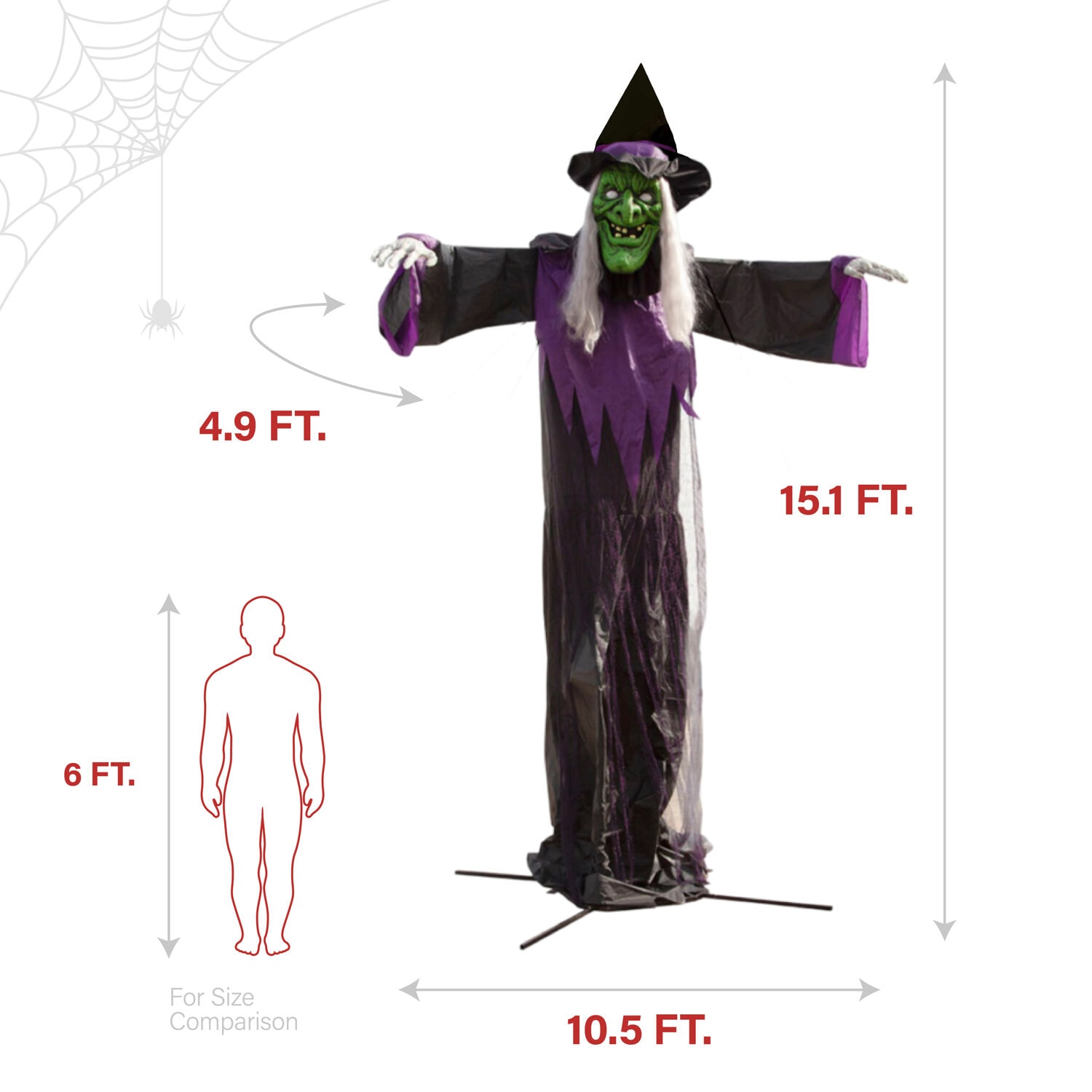 Haunted Hill Farm 15.09-ft Freestanding Talking Lighted Witch Animatronic
