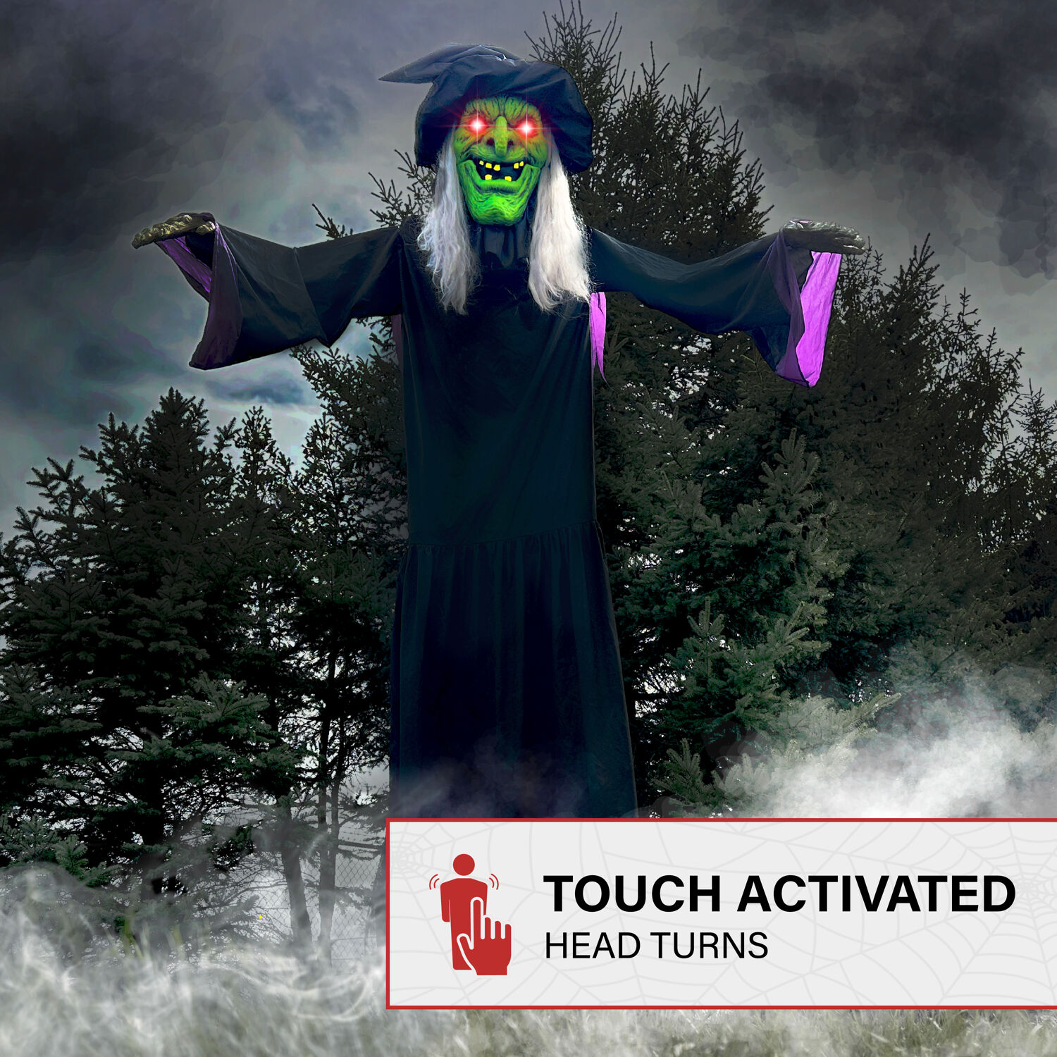 Haunted Hill Farm 15.09-ft Freestanding Talking Lighted Witch Animatronic