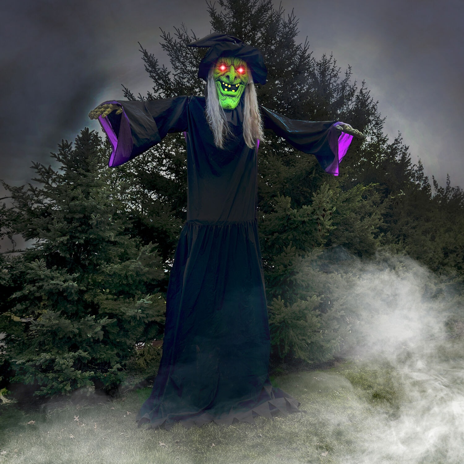 Haunted Hill Farm 15.09-ft Freestanding Talking Lighted Witch Animatronic