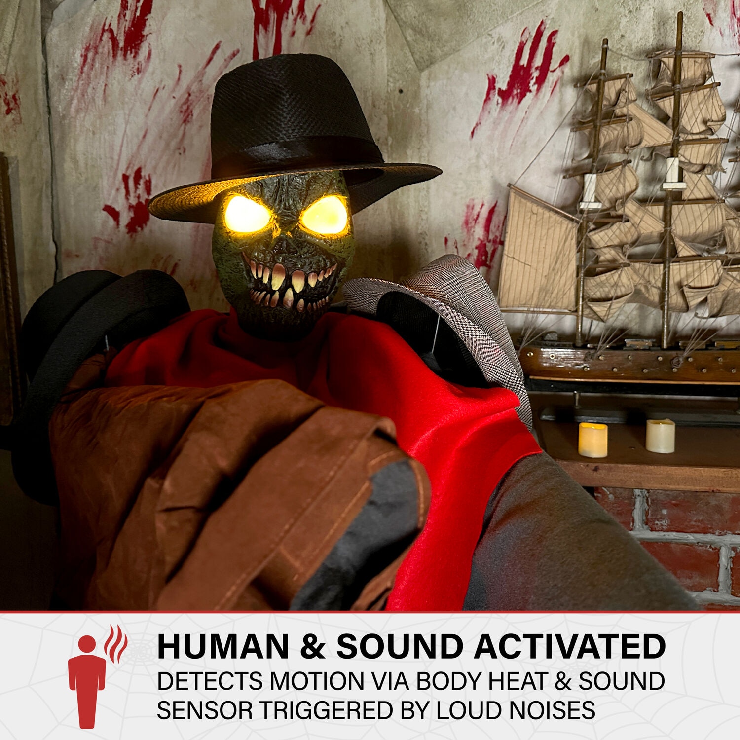Haunted Hill Farm 5.64-ft Freestanding Motion Activated Laughing Lighted Monster Animatronic