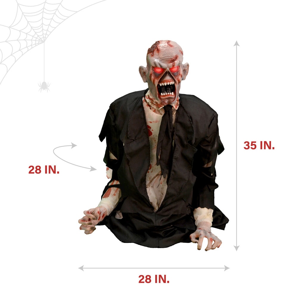 Haunted Hill Farm 5.25-ft Freestanding Motion Activated Laughing Lighted Zombie Animatronic