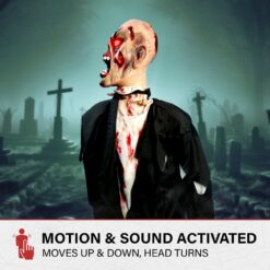 Haunted Hill Farm 5.25-ft Freestanding Motion Activated Laughing Lighted Zombie Animatronic