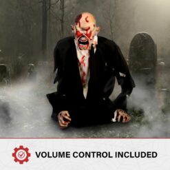 Haunted Hill Farm 5.25-ft Freestanding Motion Activated Laughing Lighted Zombie Animatronic