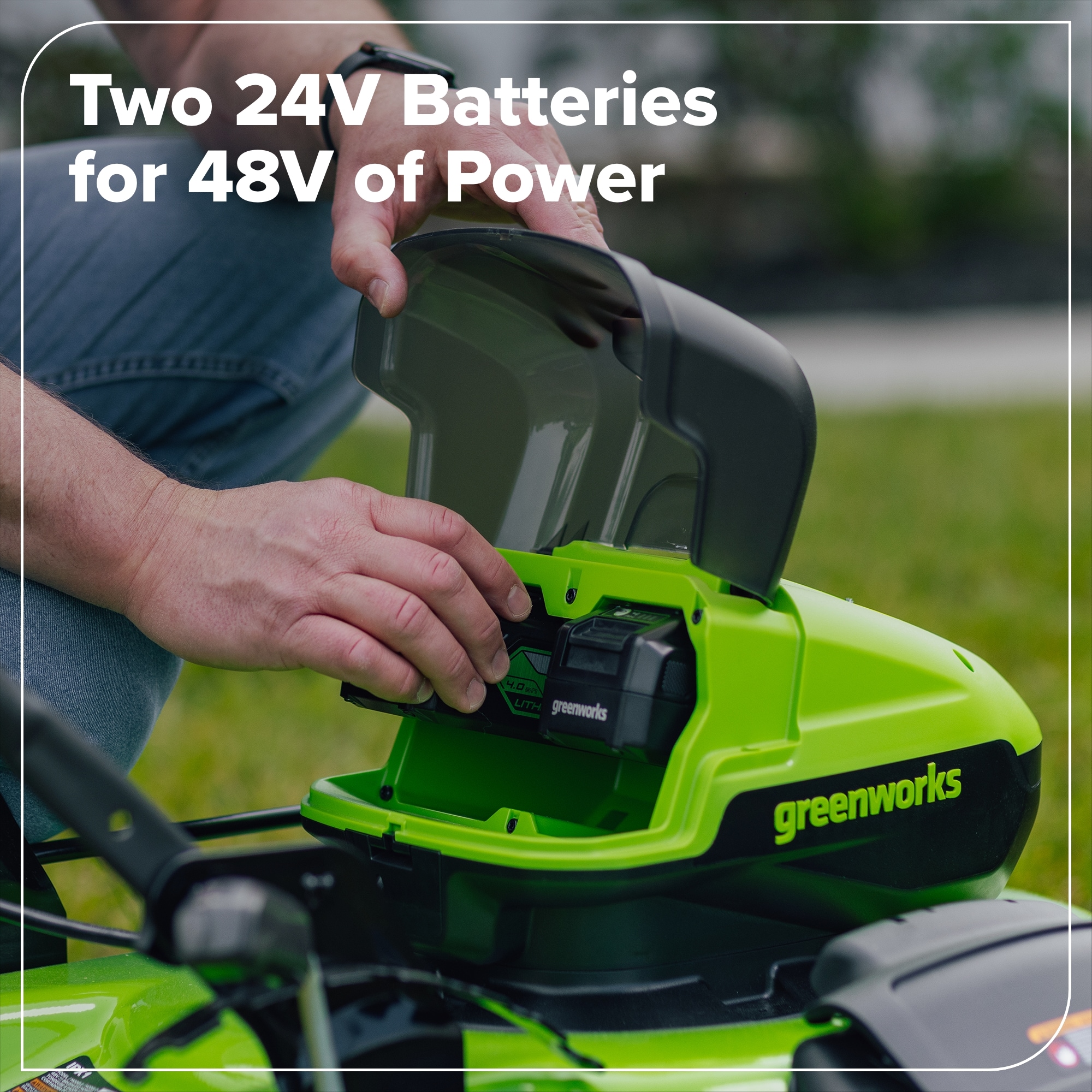 Greenworks 24-volt, 19-in Push Battery Walk Mower with (2) 4 Ah Batteries & Charger Included