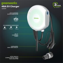 Greenworks Level 2 NEMA 14-50r Hardwired EV Electric Vehicle Charging Station-up to 48 Amps/ 240-Volts with 20-ft Cable