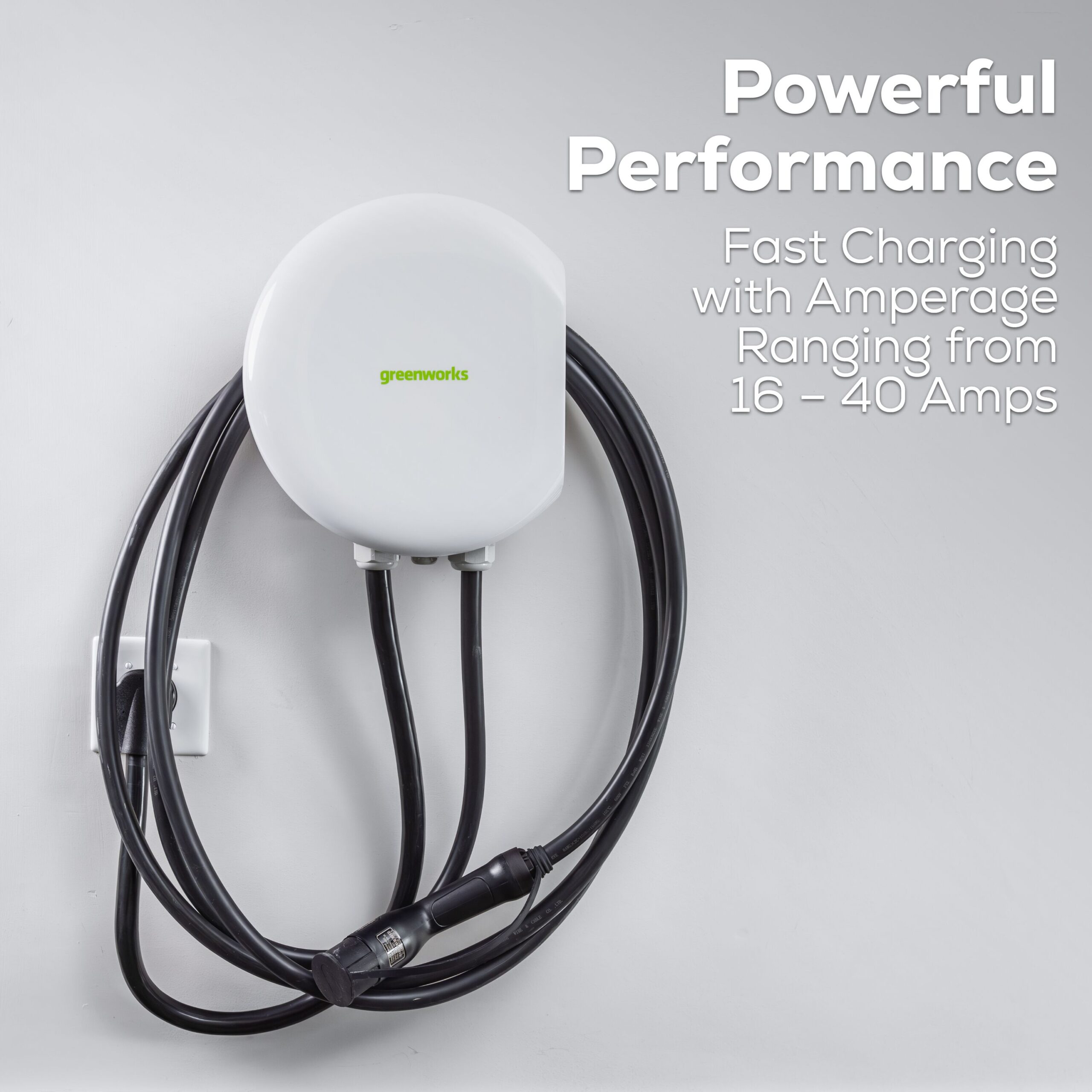 Greenworks Level 2 NEMA 14-50P Plug in EV Electric Vehicle Charging Station -up to 40-Amp / 240 -Volts with 20-ft Cable